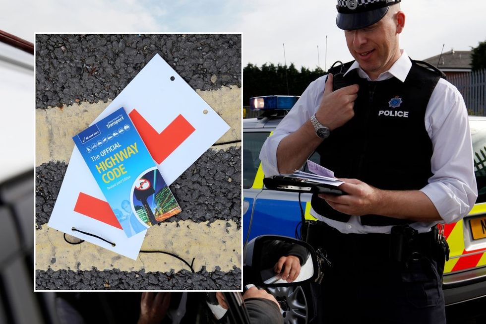 Highway Code and a police officer pulling over a car