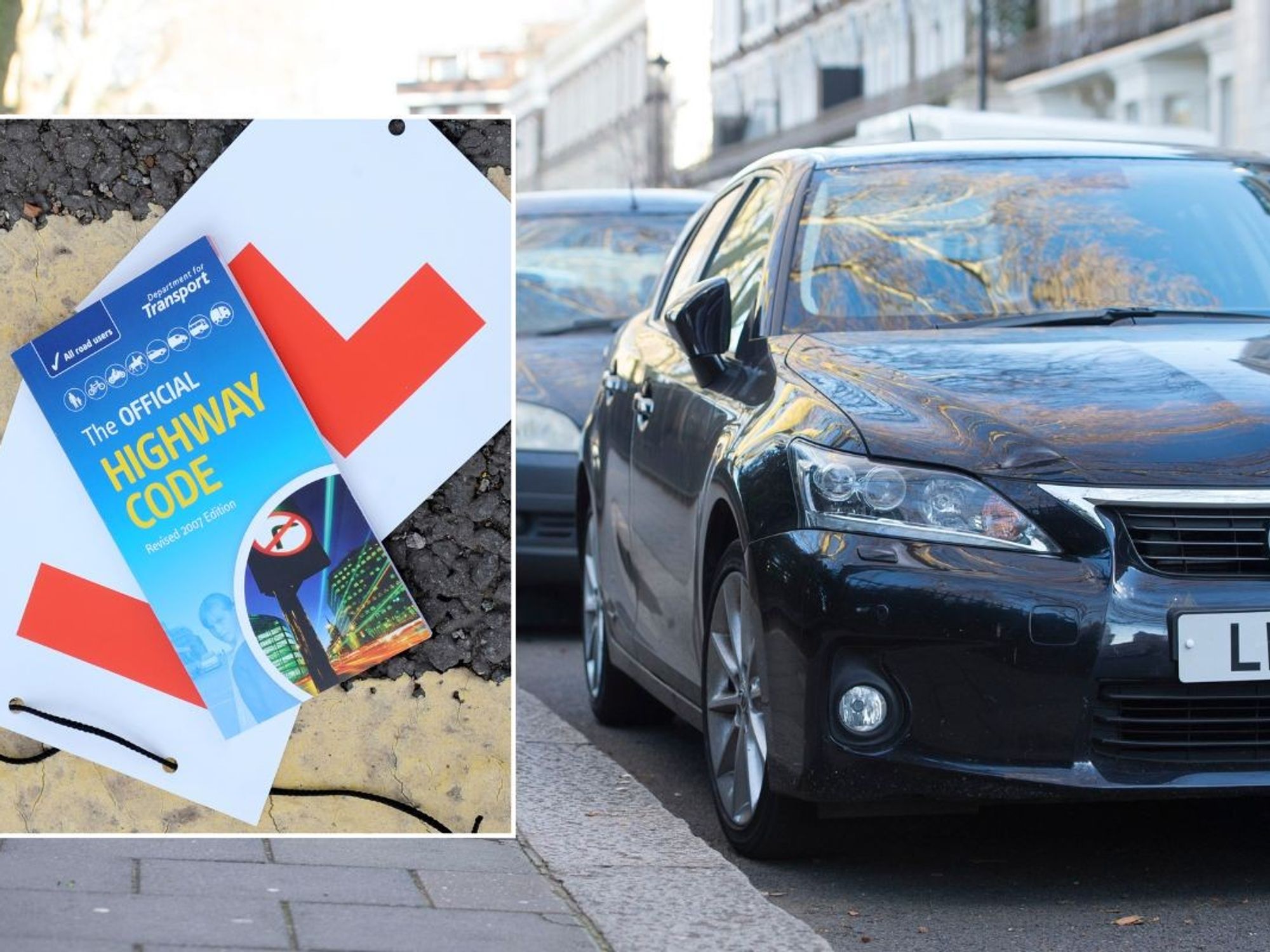 Highway Code and a row of parked cars