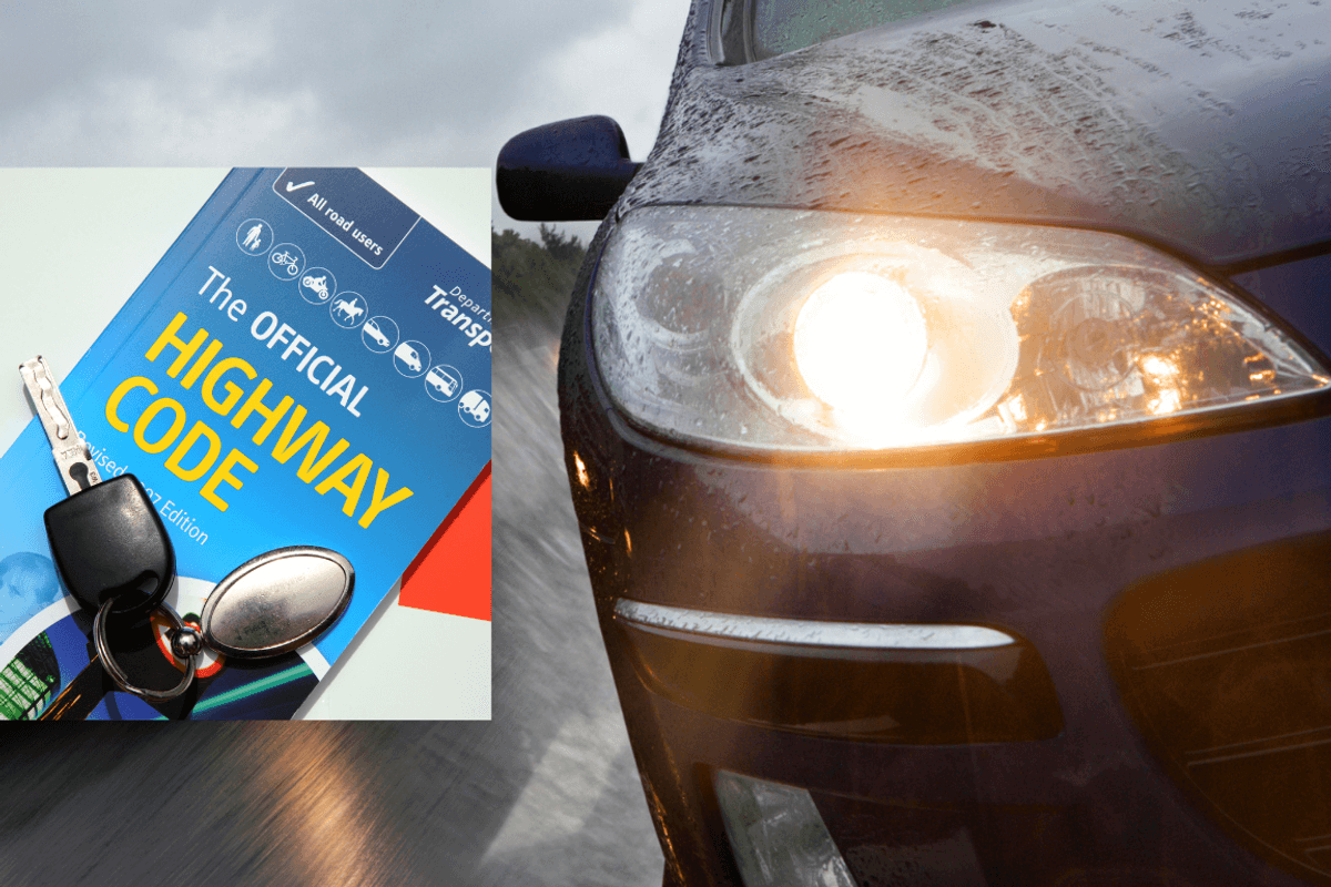 Highway Code and bright headlight