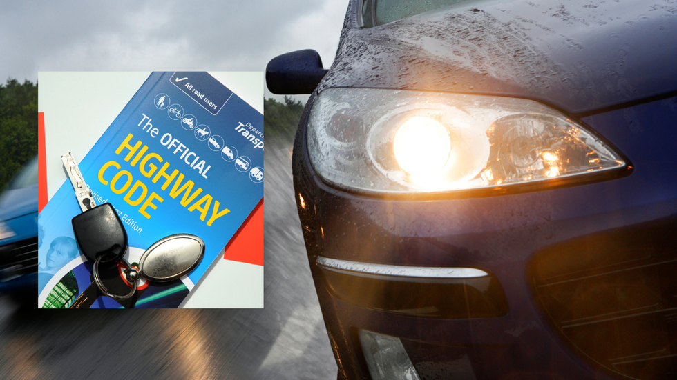 Highway Code and bright headlight