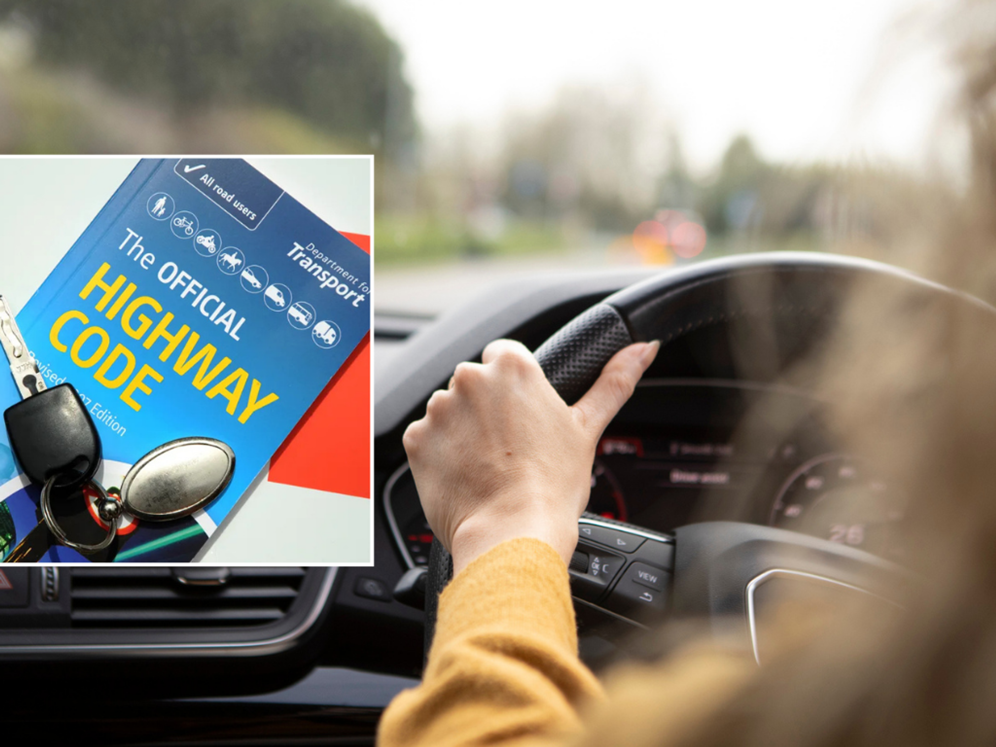 Highway Code and man in car with sunglasses