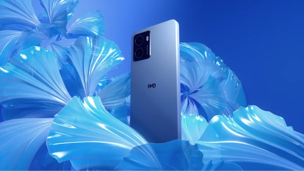 hmd pulse plus pictured in blue with flowers surrounding it