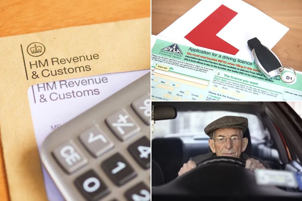 HMRC letter, a DVLA driving licence application and an elderly driver