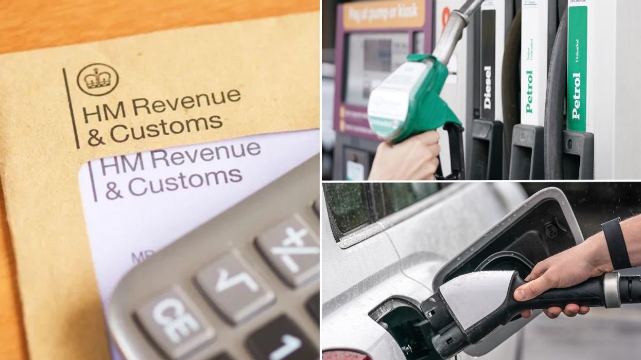HMRC letter, a petrol pump and an electric car charger
