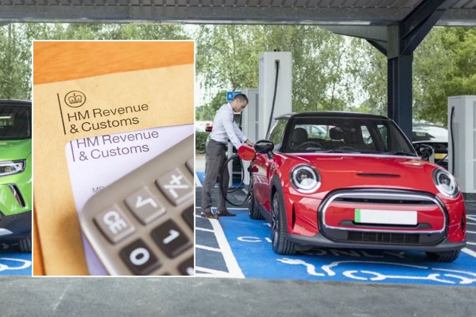 HMRC letter and a man charging his electric car