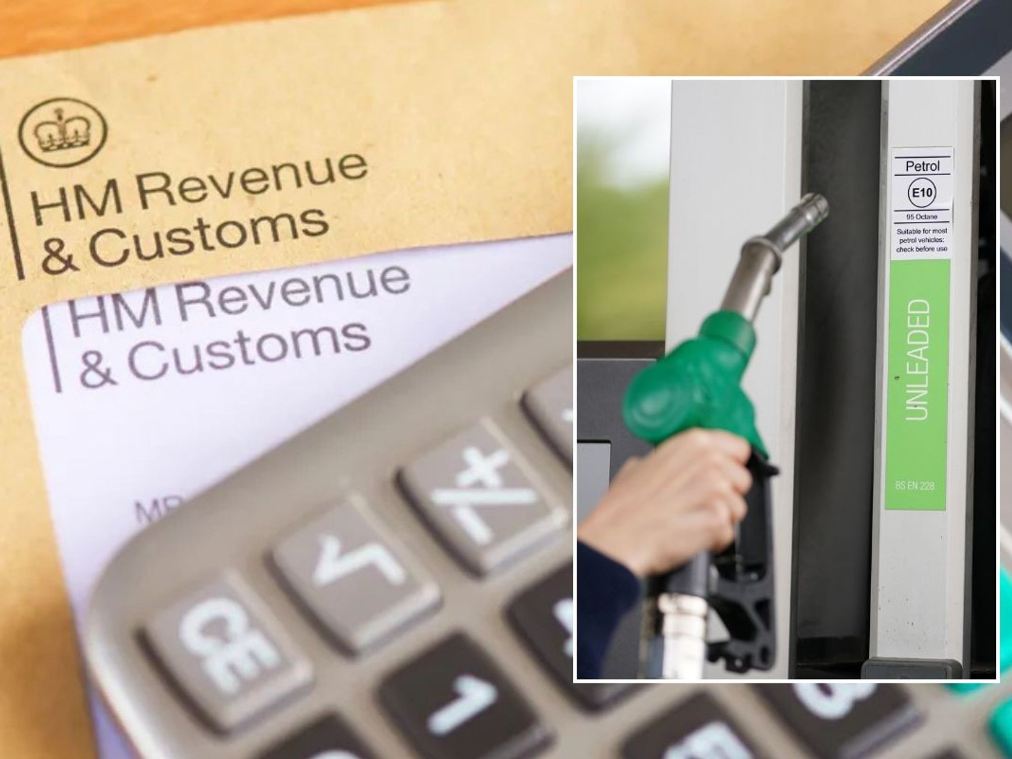 HMRC letter and a petrol pump