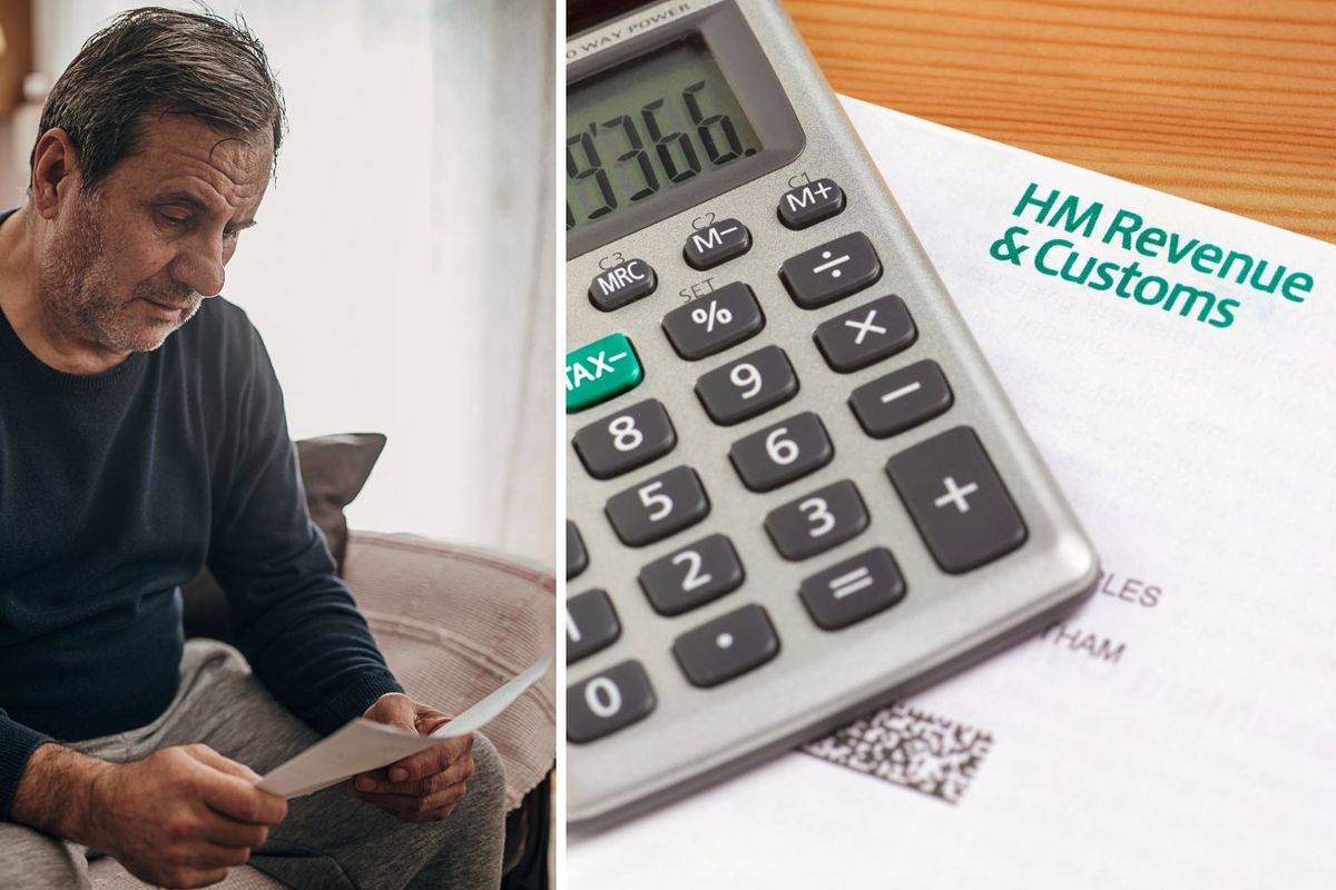 HMRC letter and calculator and person looks worried at letter