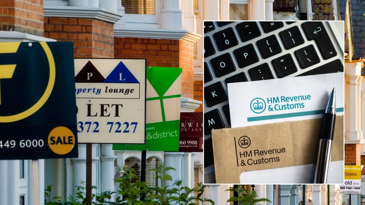 HMRC letter and for sale signs on homes