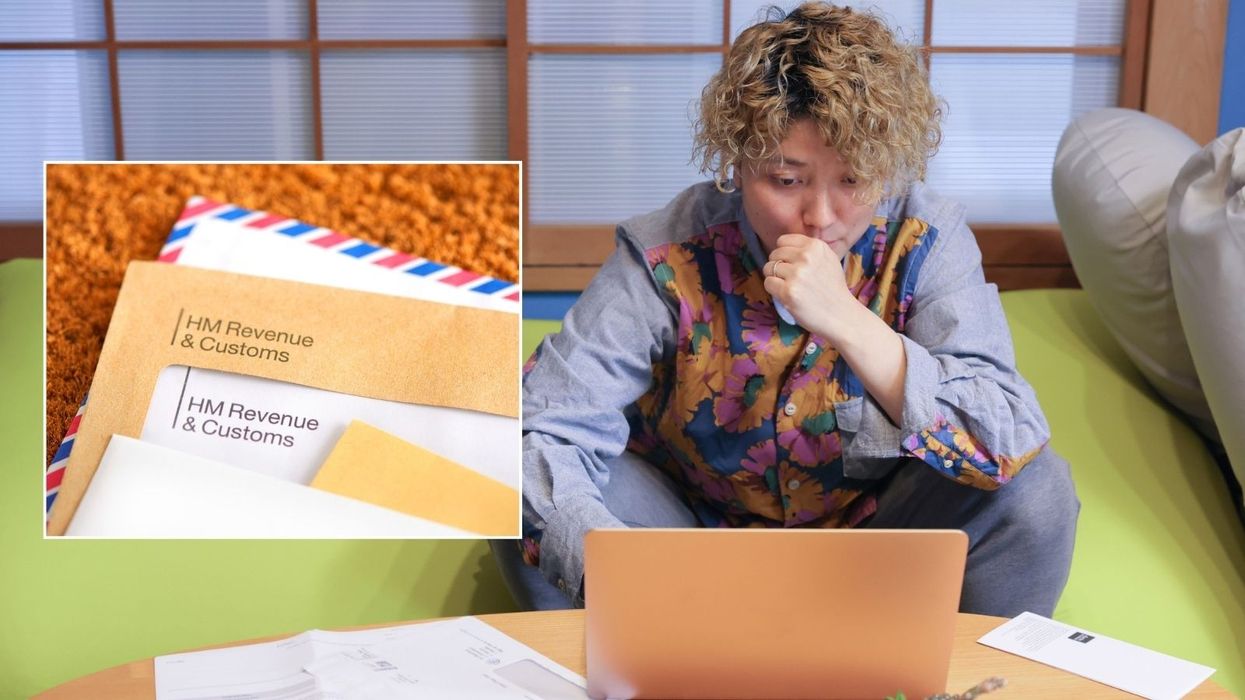 HMRC letter and woman at laptop