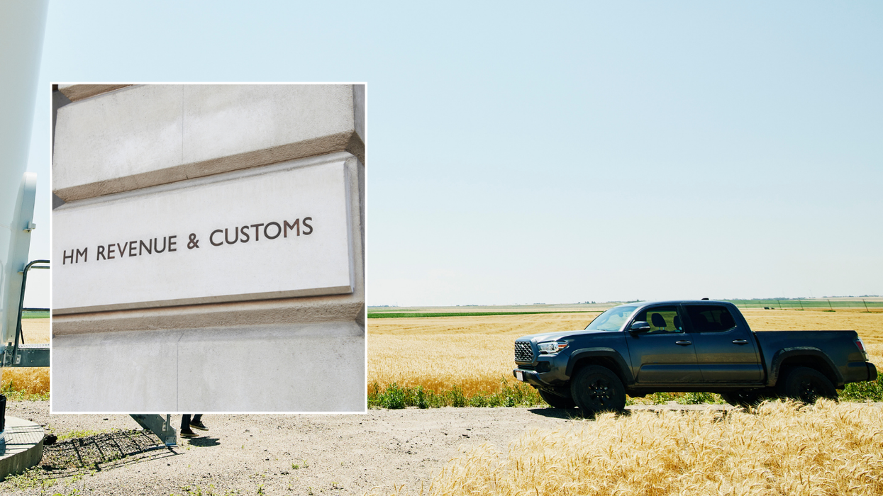 HMRC sign and double cab pick-up truck