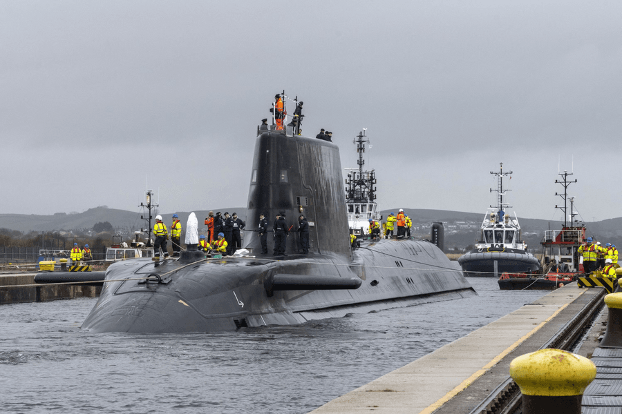 HMS Anson departs the BAE Systems shipyard in Barrow-in-Furness, Cumbria\u200b