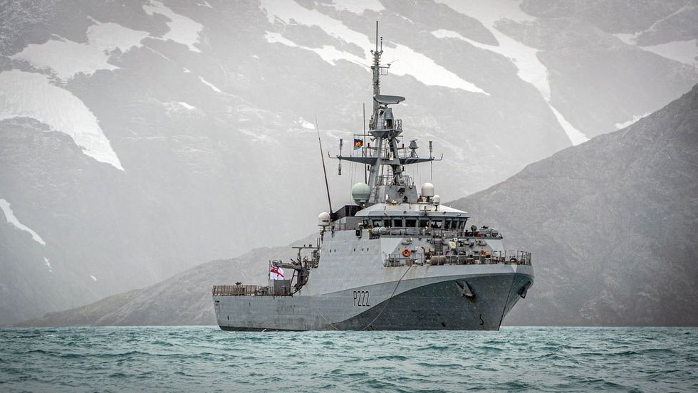 HMS Forth off the coast of South Georgia