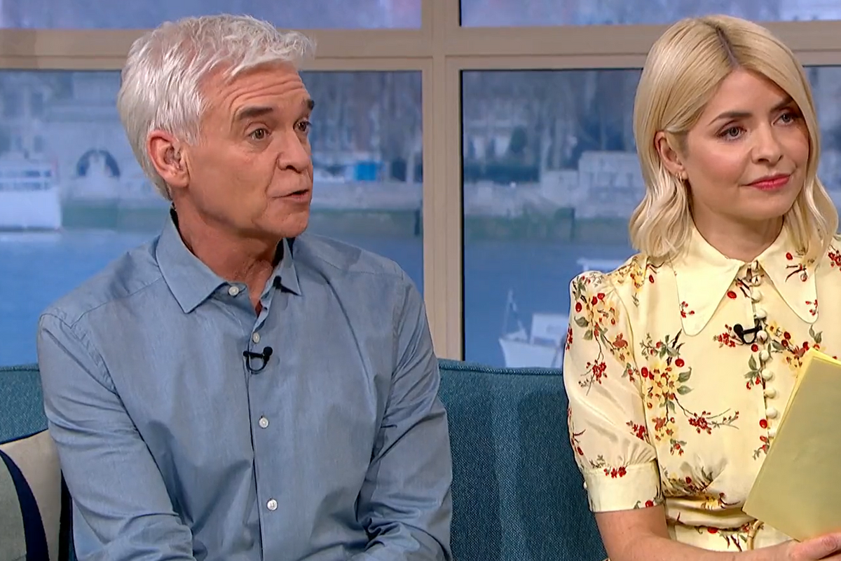 Holly Willoughby and Phillip Schofield on the This Morning set