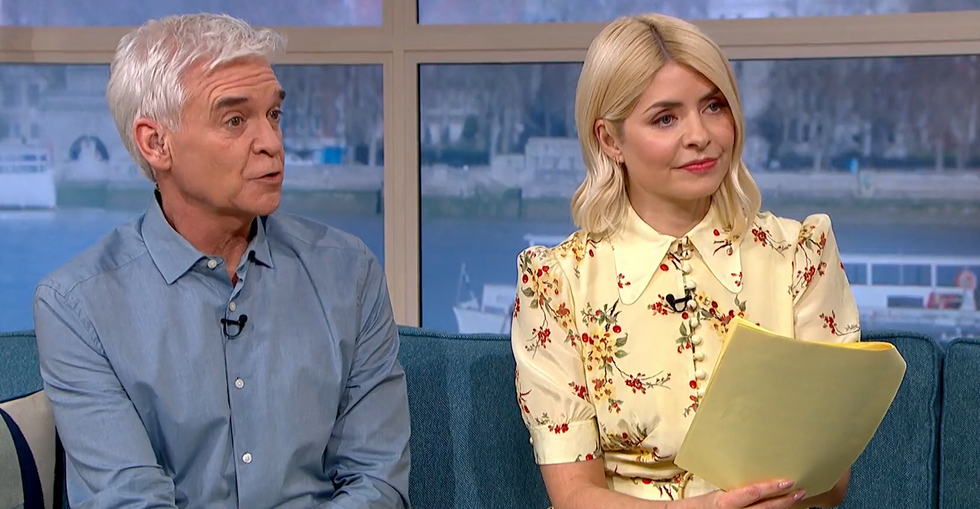 Holly Willoughby and Phillip Schofield on the This Morning set