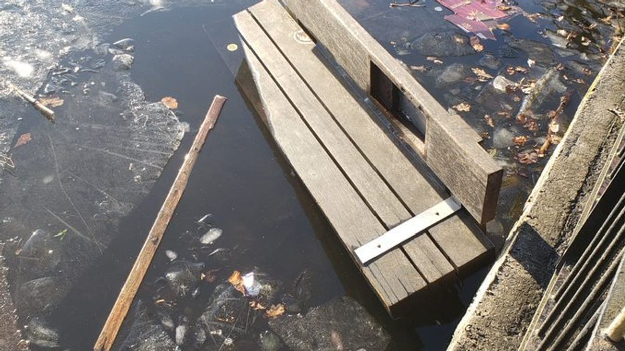 Holocaust bench dumped in lake