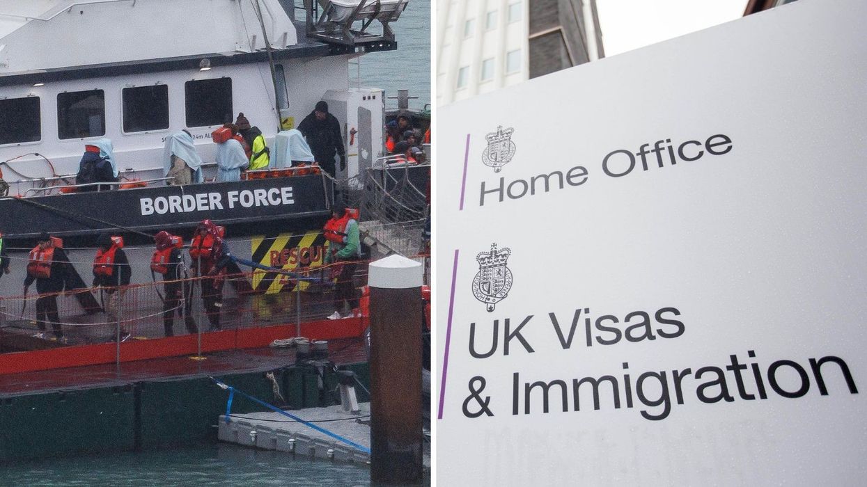 Home Office and UK Border Force boat rescuing illegal migrants