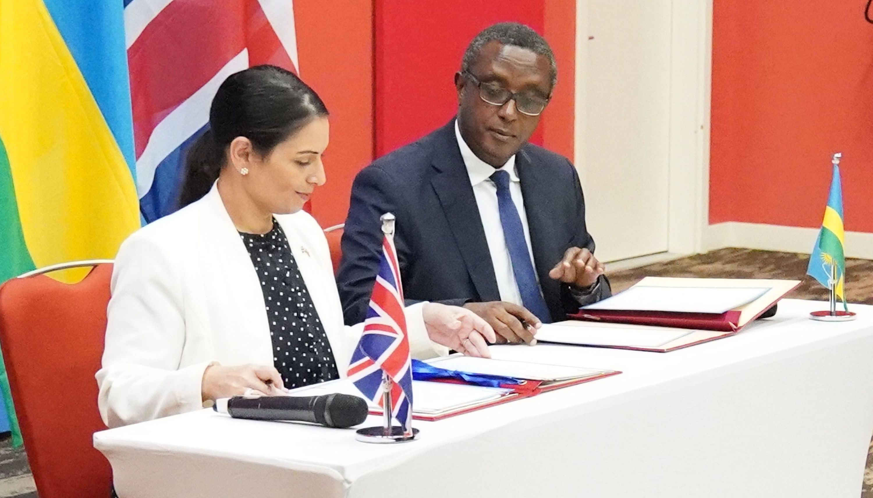 Home Secretary Priti Patel and Rwandan minister for foreign affairs and international co-operation, Vincent Biruta.