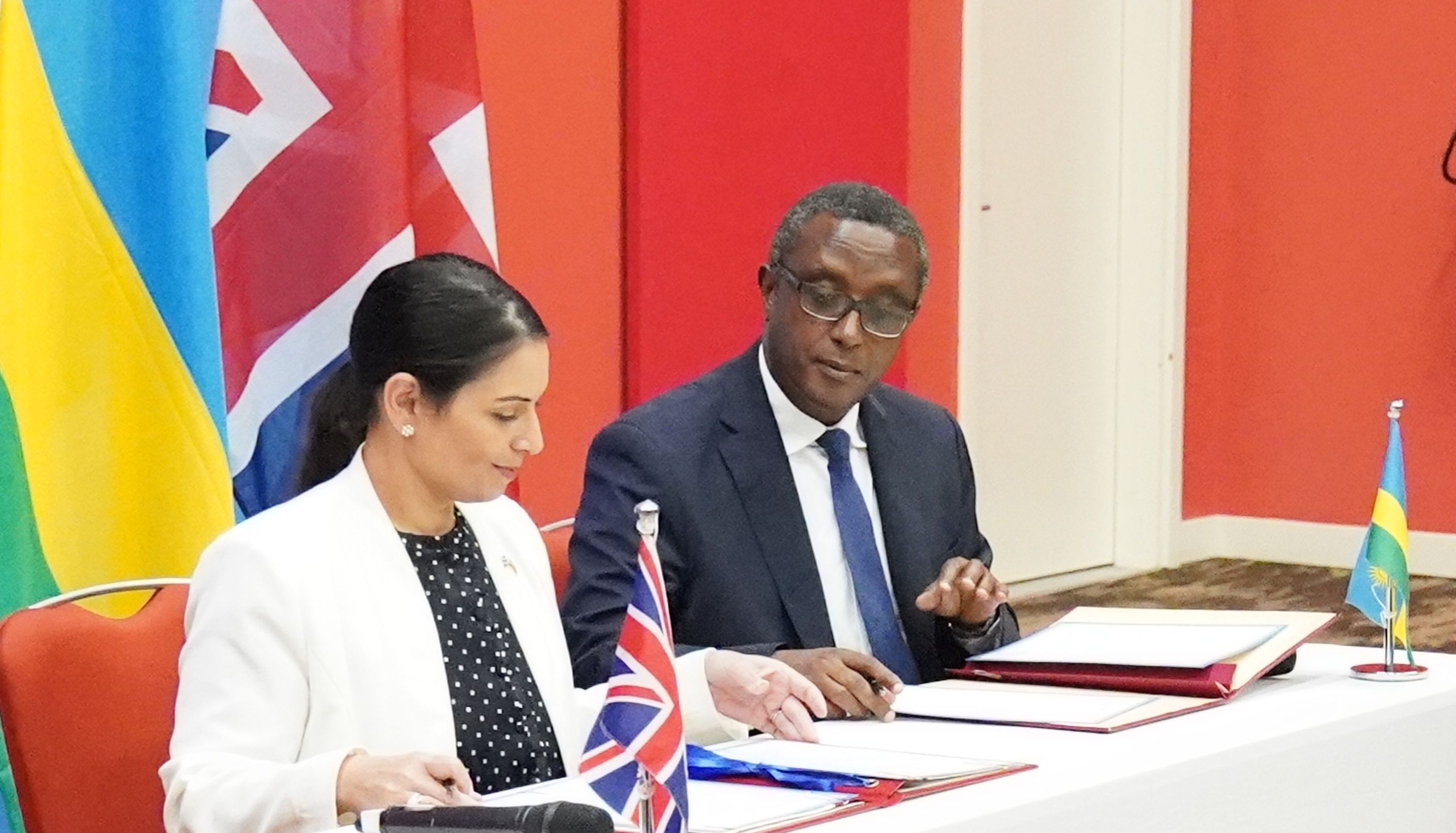 Home Secretary Priti Patel and Rwandan minister for foreign affairs and international co-pperation, Vincent Biruta