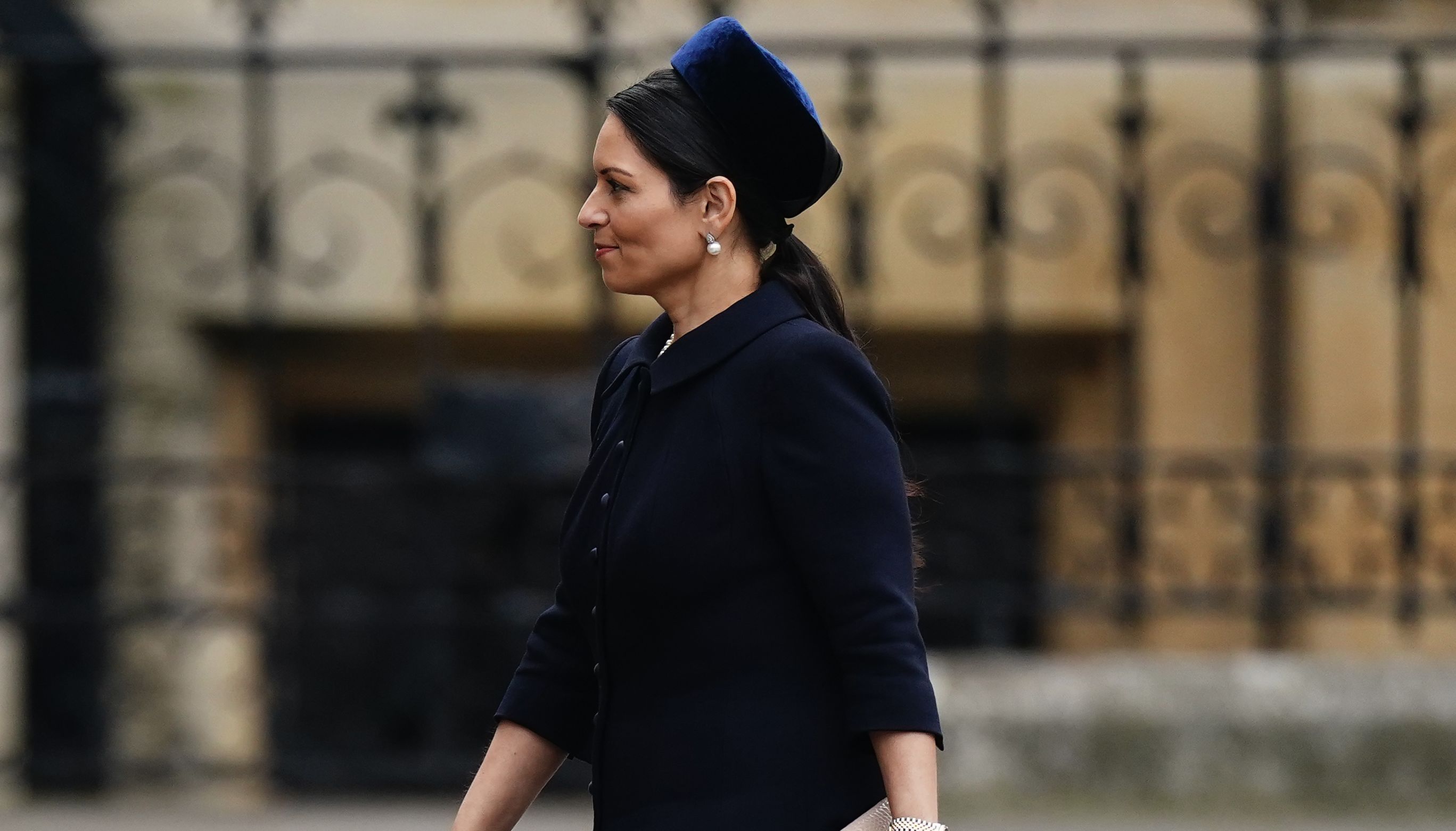 Home Secretary Priti Patel arriving for a Service of Thanksgiving for the life of the Duke of Edinburgh, at Westminster Abbey in London. Picture date: Tuesday March 29, 2022.