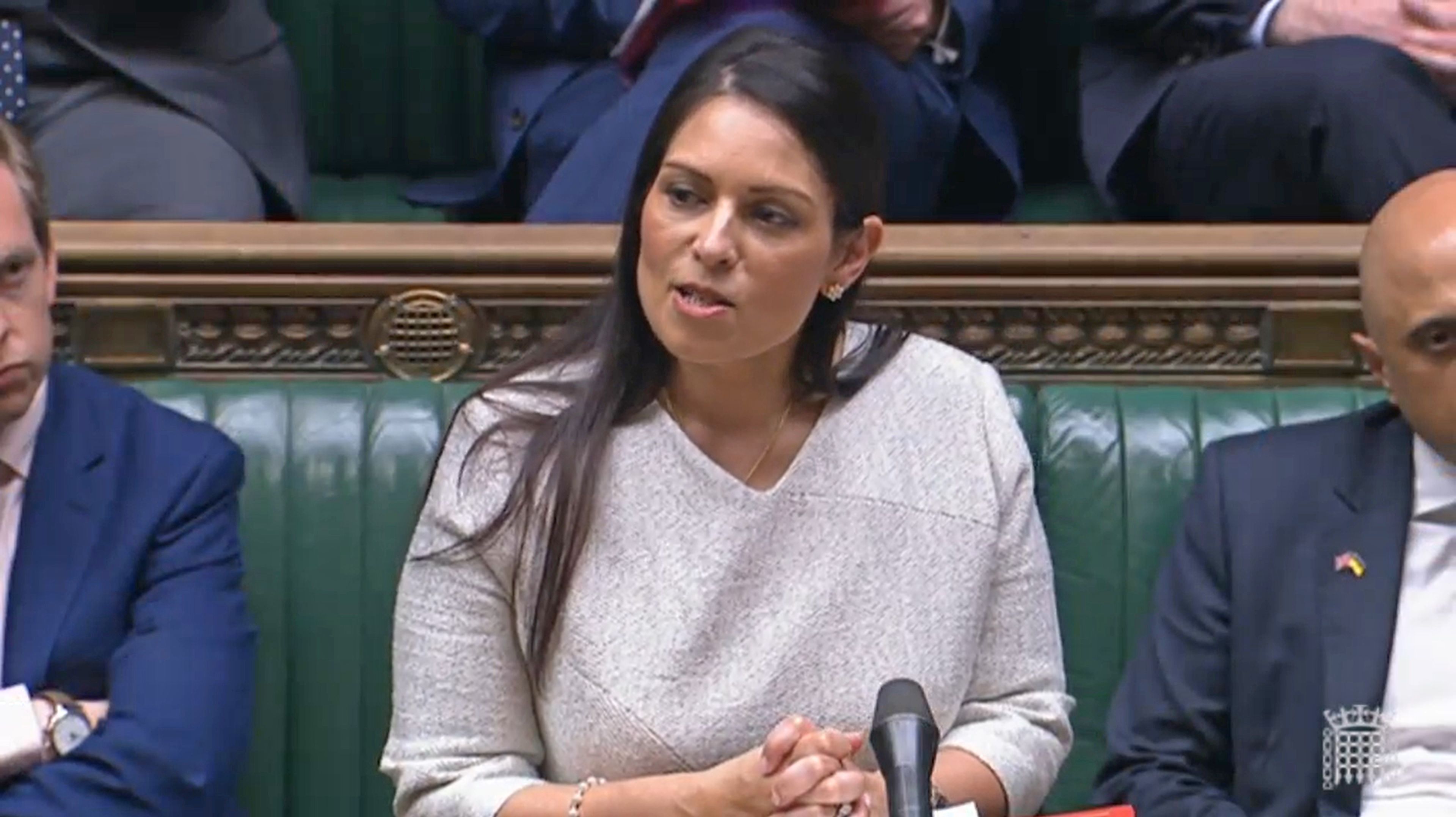 Home Secretary Priti Patel makes a statement in the House of Commons in London