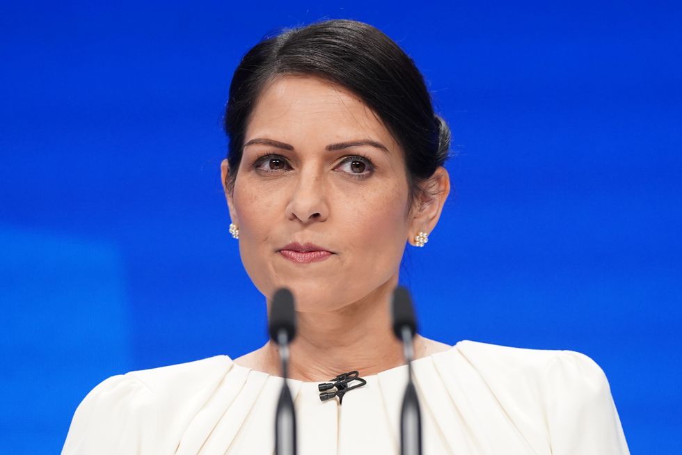 Home Secretary Priti Patel speaks at the Conservative Party Conference in Manchester. Picture date: Tuesday October 5, 2021.