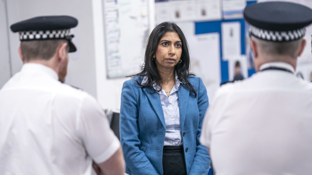 Home Secretary Suella Braverman during a visit to Warrington Police Station, Cheshire