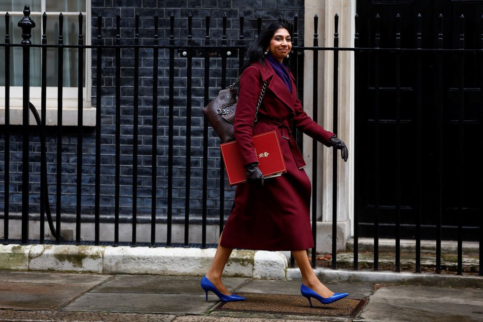 Home Secretary Suella Braverman walking towards 10 Downing Street