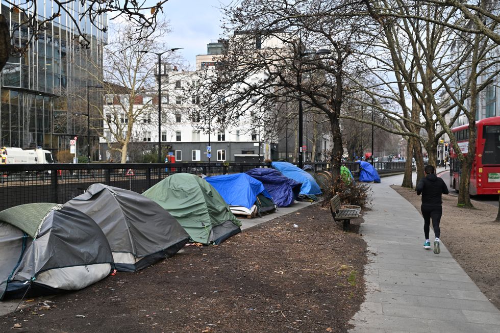 Homeless tents in London