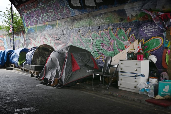 Homeless tents in London