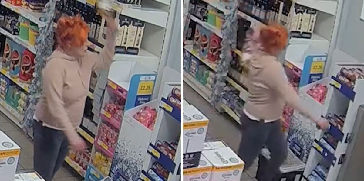 NextImg:Horror moment woman lobs bottle of prosecco at Tesco worker just hours after being released from prison