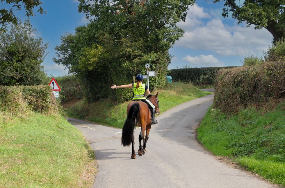 Horse rider signalling on UK roads