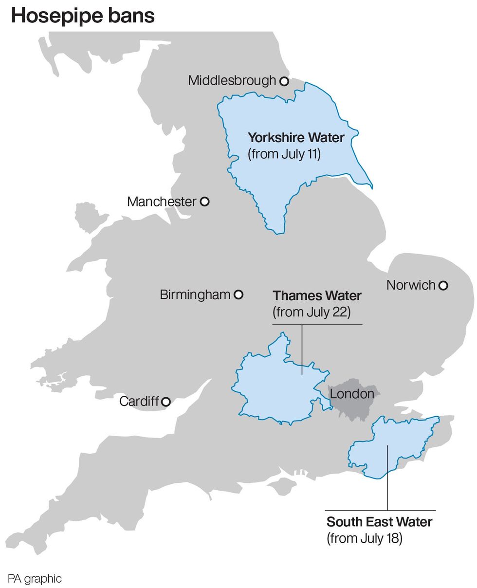 Hosepipe ban map