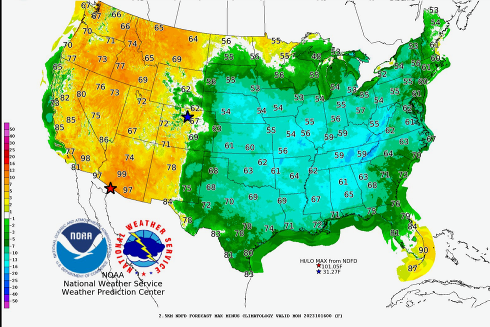 Hot and cold weather USA