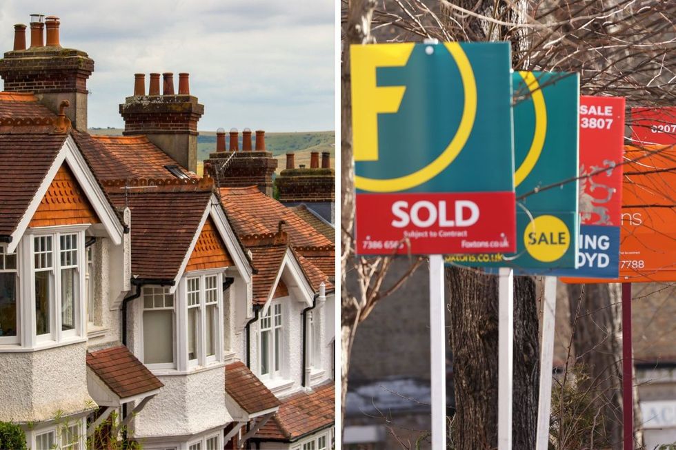 Houses in England, for sale and sold signs in England