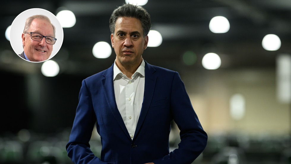 Howard Cox (left), Ed Miliband (right)