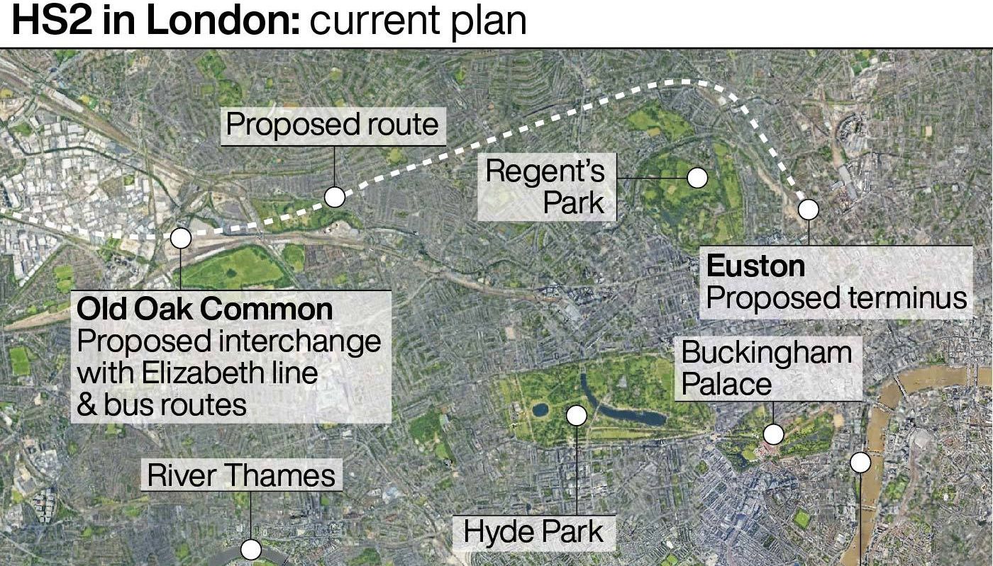 HS2 in London current plan. See story RAIL HS2. Infographic PA Graphics. An editable version of this graphic is available if required. Please contact graphics@pamediagroup.com.