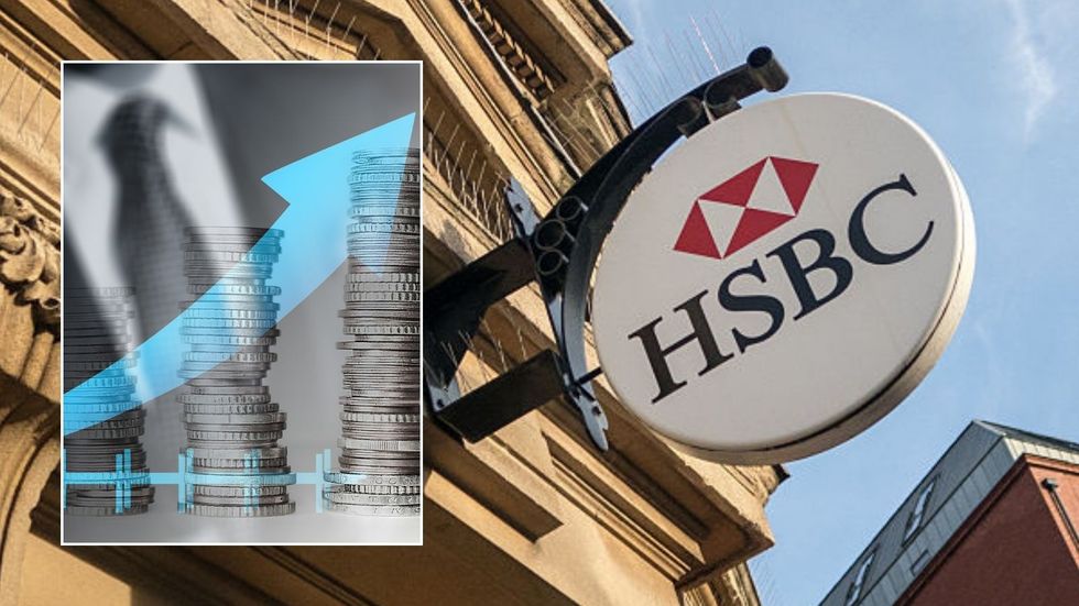 HSBC sign and interest rate graph