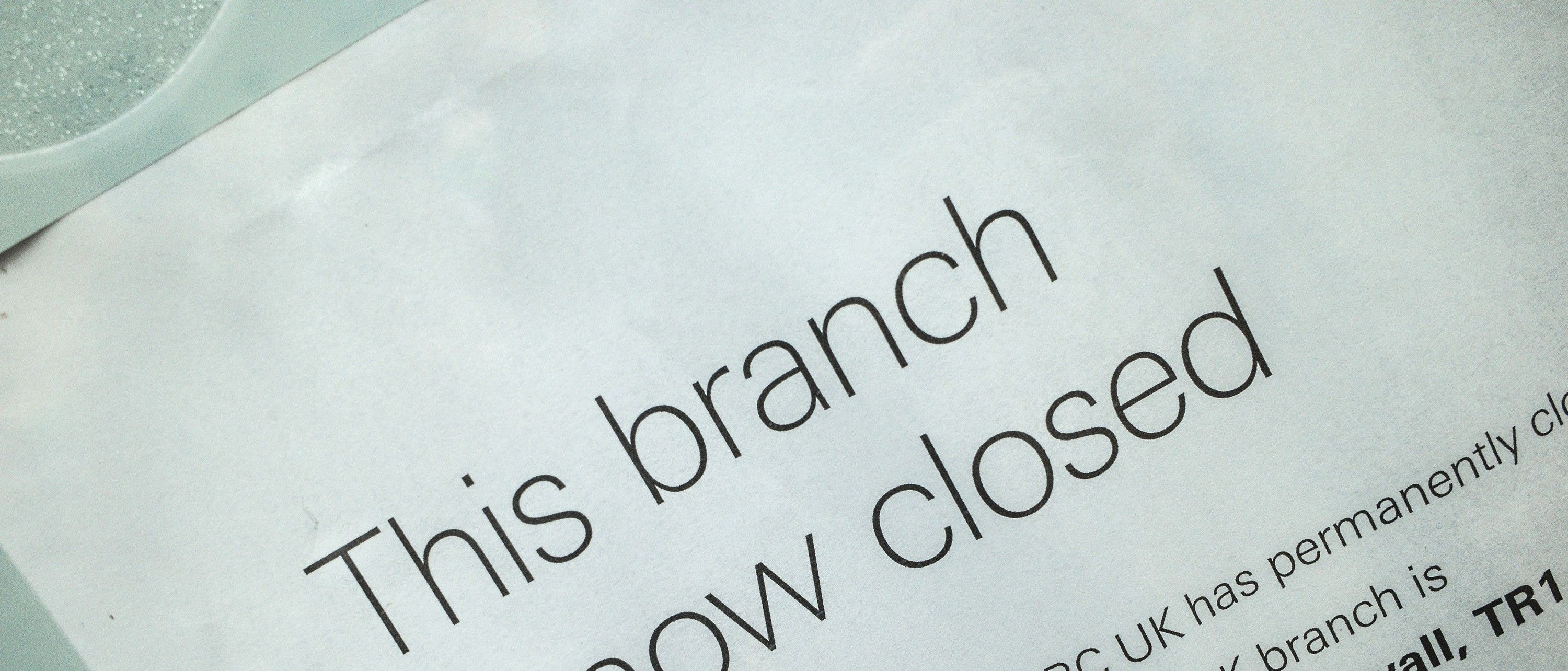 HSBC UK bank branch closed notice