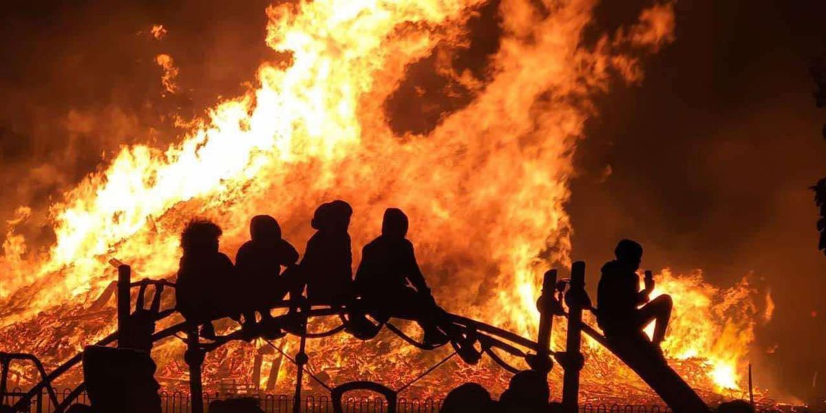 Huge bonfires set alight weeks before November 5 amid fears council was going to take them down Huge bonfires set alight weeks before November 5 amid fears council was going to take them down
