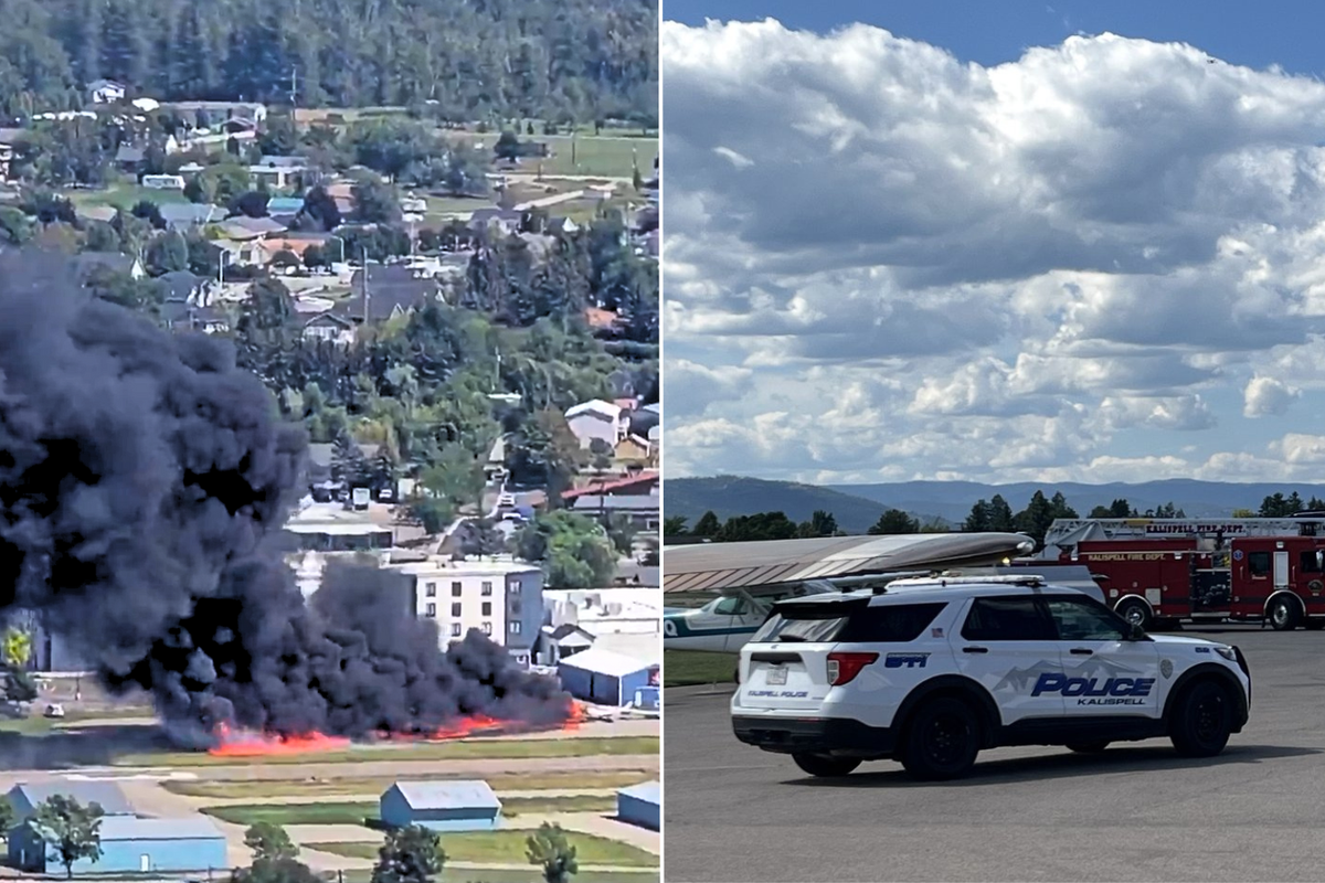 Huge fire breaks out at airport after two planes crash into each other