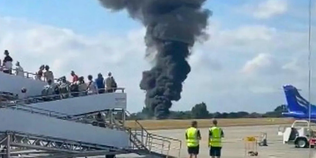 NextImg:Huge fireball erupts at London airport after plane crashes into ground just seconds after take-off