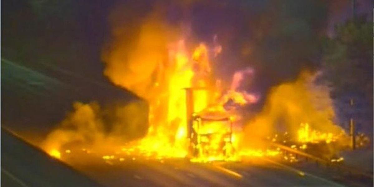 M25 havoc: Huge lorry blaze forces closure of busy motorway as firefighters tackle massive fire