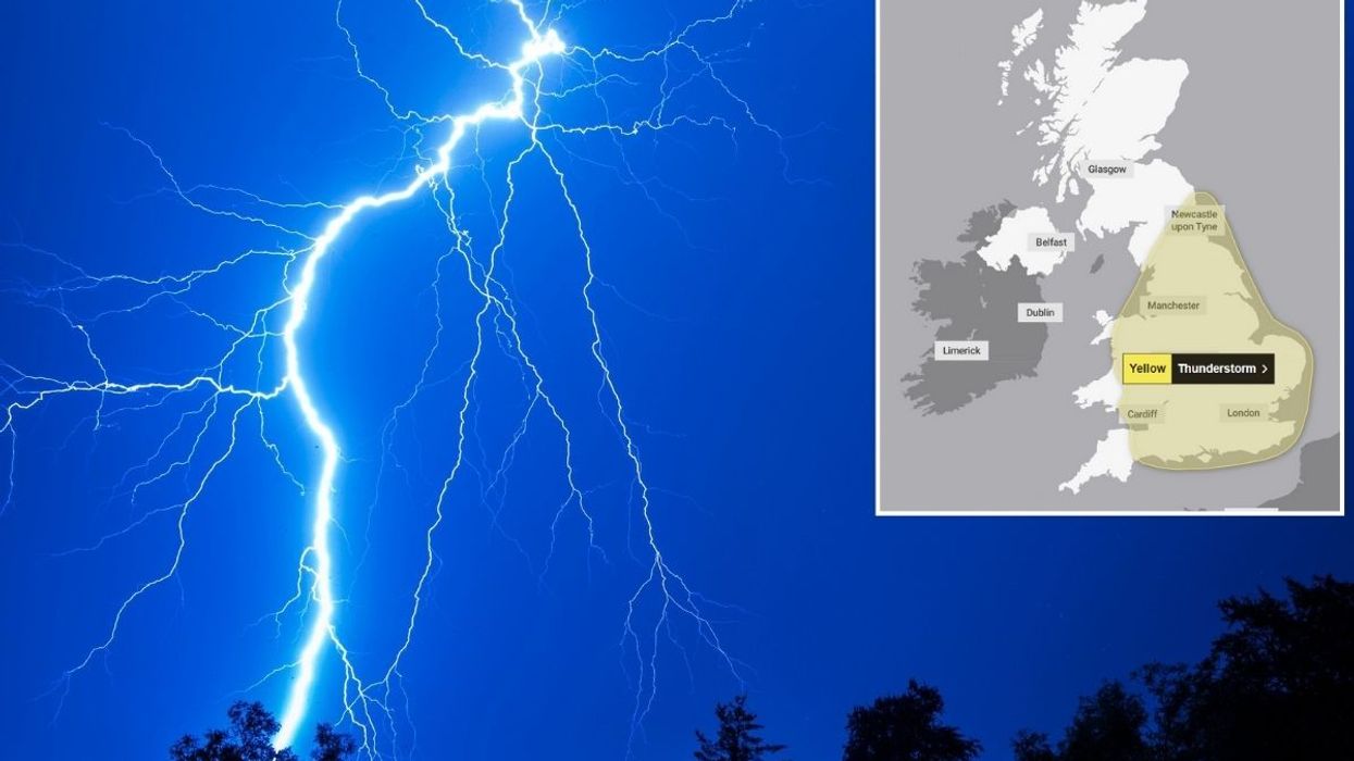 Huge yellow thunderstorm warning covers 90% of England as 'torrential downpours' expected