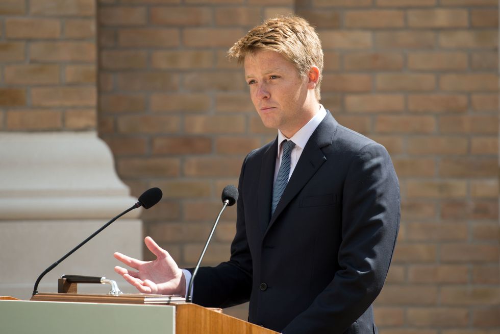 Hugh Grosvenor, the 7th Duke of Westminster speaks during the official handover to the nation of the newly built Defence and National Rehabilitation Centre