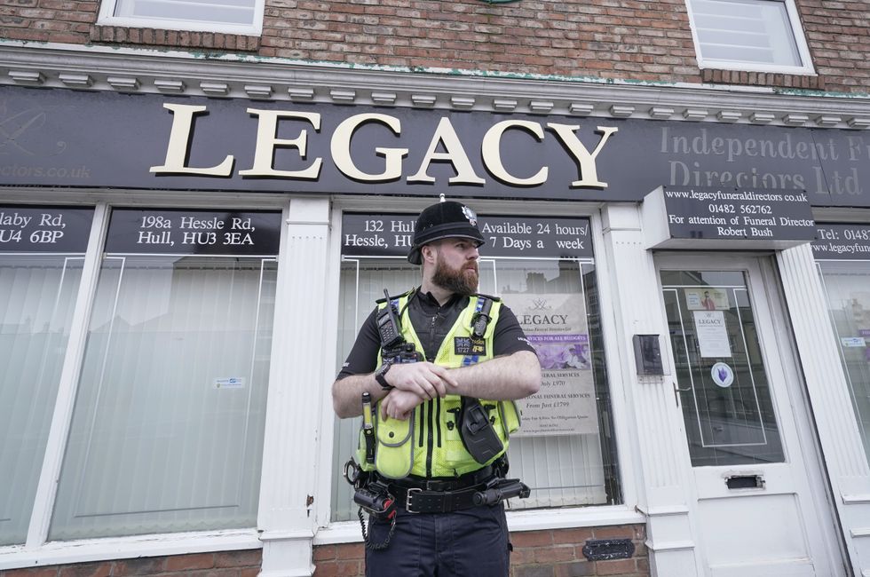 Humberside Police outside funeral directors