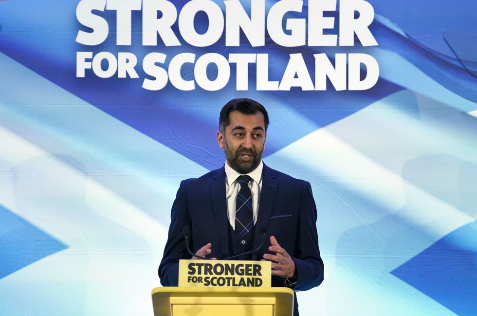 Humza Yousaf delivering his winning speech