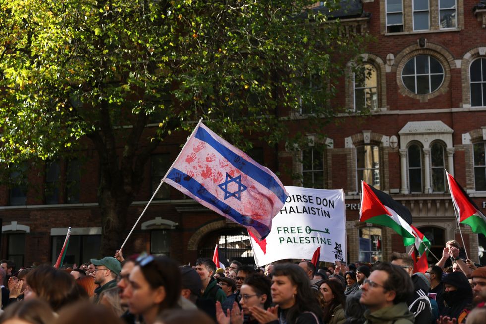 Hundreds of people attended the rally in London outside the Egyptian and Turkish embassies over the weekend.