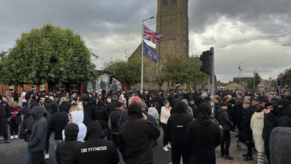 Hundreds of protesters have gathered across Northern Ireland