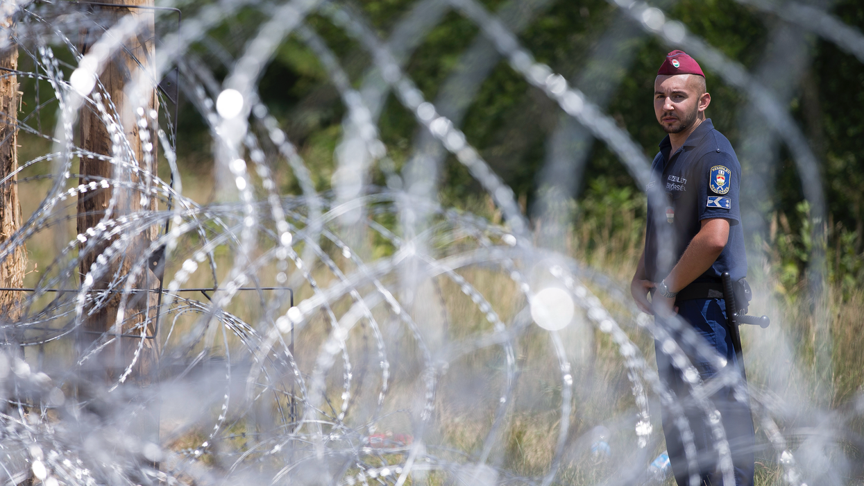 Hungarian soldier patrols border