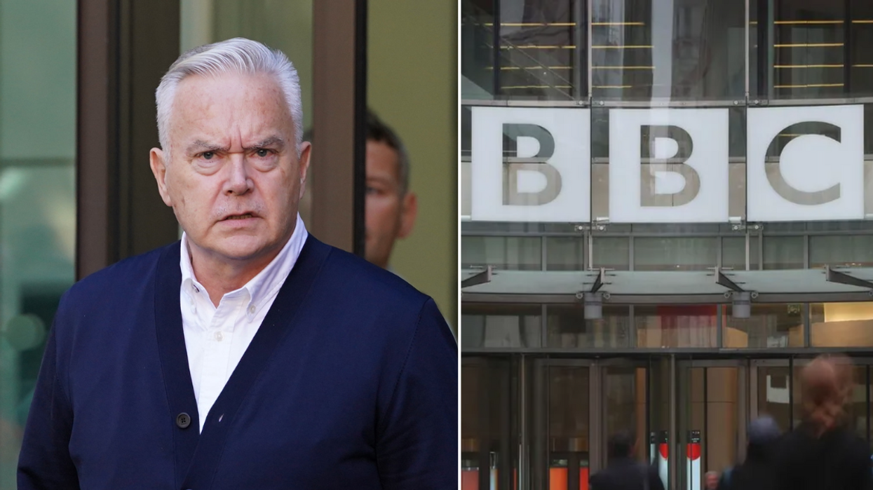 Huw Edwards and BBC building
